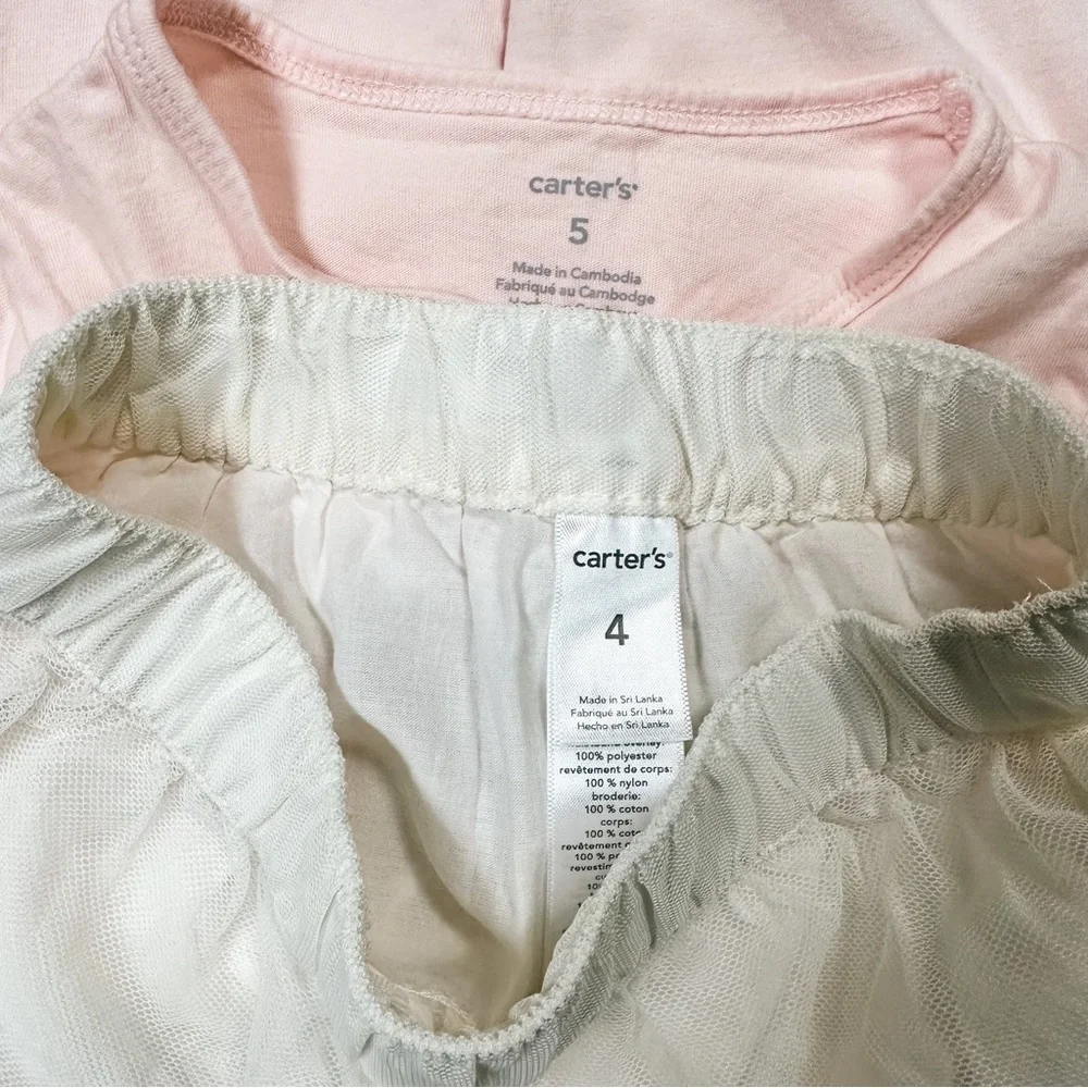 Carters Pink & Cream Lace Sequin Shine Like a Star Top & Skirt Outfit Size 4/5